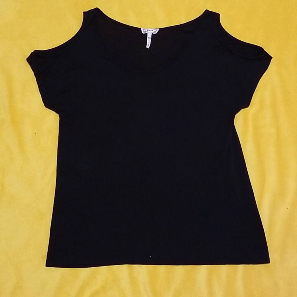 Black cut out shoulder sleeve top